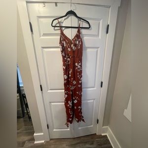 Burnt Orange Floral Jumpsuit